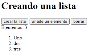 Crear una lista (li) con JavaScript