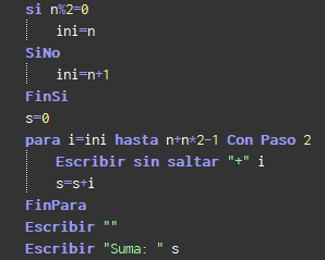 A1.24 Algoritmo que calcule la suma de N números pares a partir de N