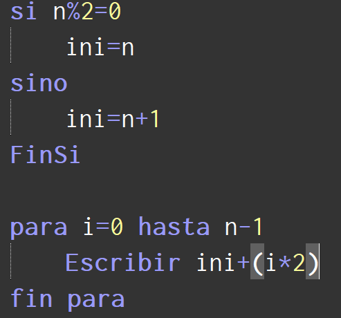 E1.24 n números pares a partir de n